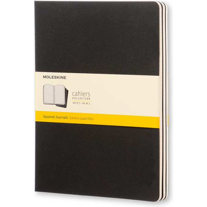 Блокнот MOLESKINE Cahier Journal XLarge, клетка, чёрный (3 шт.) QP322