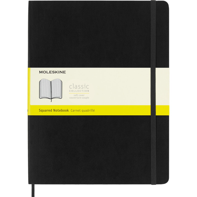 Блокнот MOLESKINE Classic Soft XL, клетка, чёрный QP622